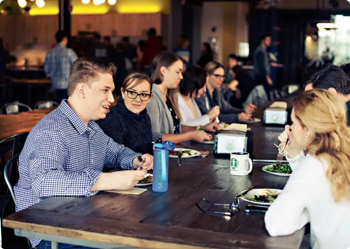 Employees dining at cafeteria