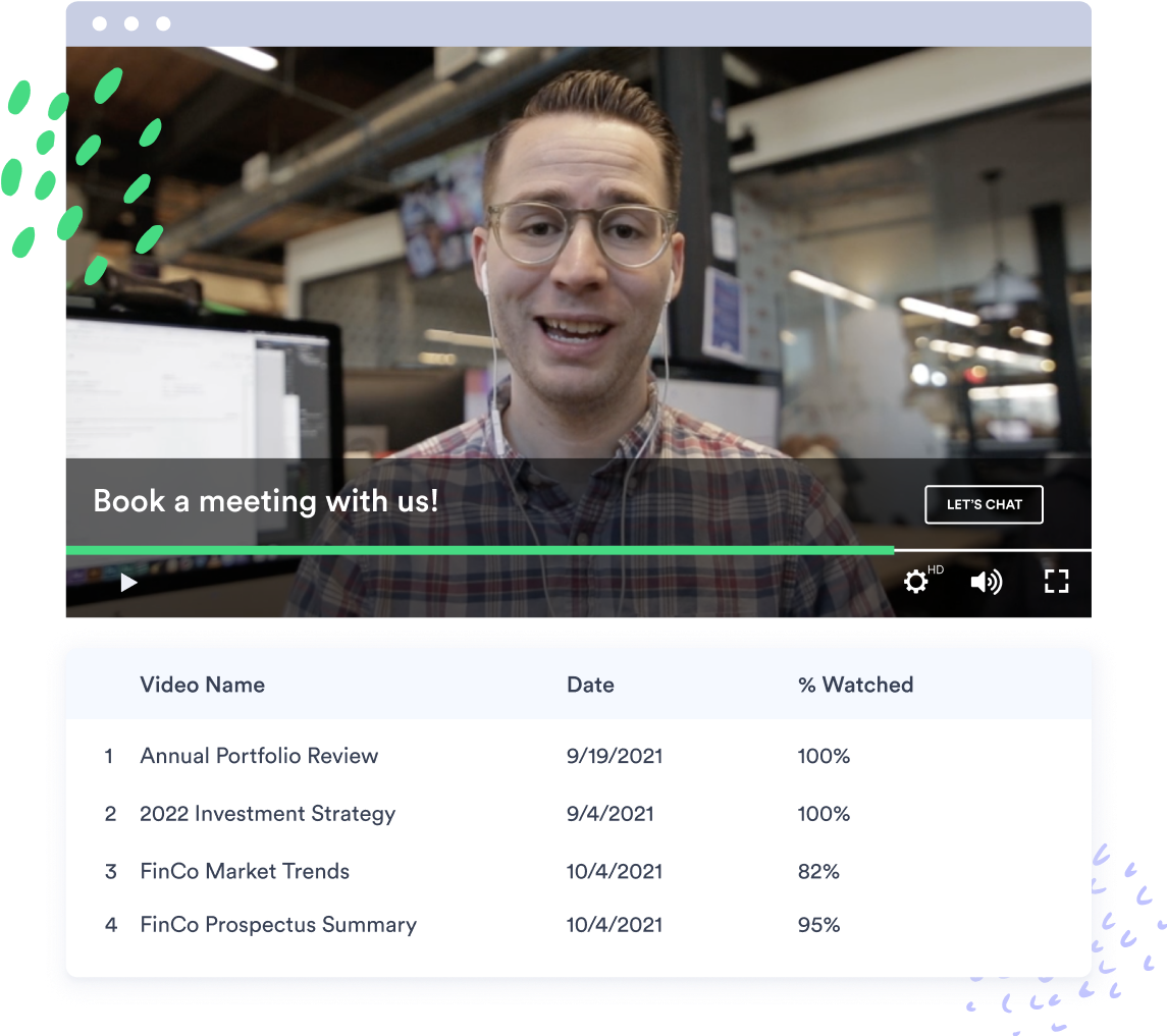 Vidyard video analytics displaying how much of a video is watched and when