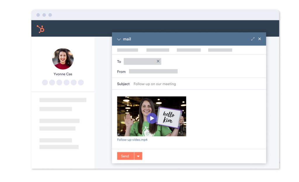HubSpot sales hub video in email